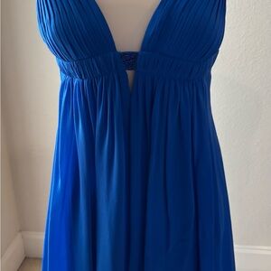 Cache V Neck Royal Blue Dress With Bedded Detail, Sz 6, Worn Once, padded bra
